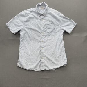 Faherty Brand Shirt Mens Large Blue White Short Sleeve Button Down Hemp Tencel